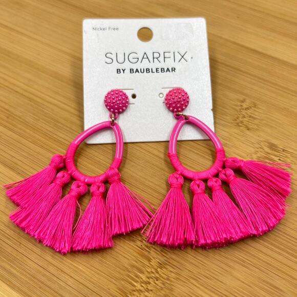 Sugarfix Pink Tassel Earrings New Pierced Preppy Feminine Festival Party - Picture 1 of 2
